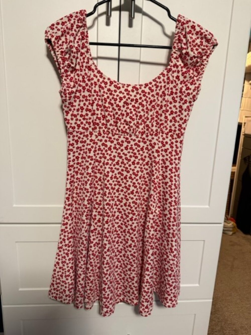 Red and White Floral Mini Dress